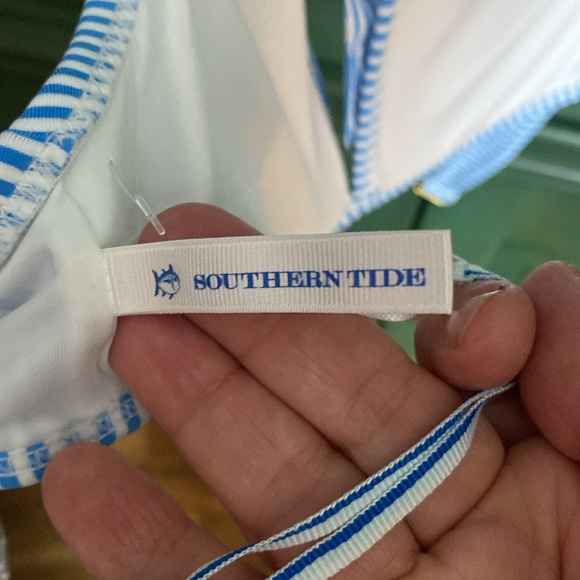 Southern Tide Daisee Seersucker Ruffle Bikini Top Boat Blue Size Small - Picture 6 of 7